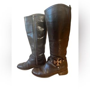 Tory Burch Aaden Riding Boot 6.5 Black Leather